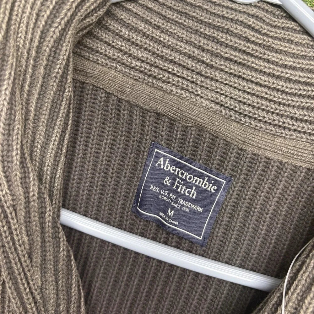 Abercrombie & Fitch Sweater Mens Medium Green Cotton Shawl Cardigan Pockets